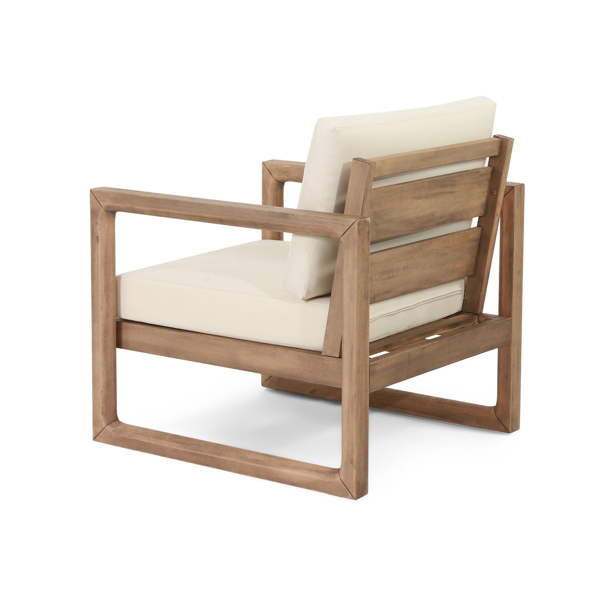 Outdoor Acacia Wood Patio Club Chair with Waterproof Cushions - Natural Finish