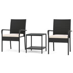 3 Piece Patio Furniture Set with Seat Cushions and Tempered Glass Tabletop