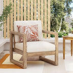 Outdoor Acacia Wood Patio Club Chair with Waterproof Cushions - Natural Finish