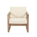 Outdoor Acacia Wood Patio Club Chair with Waterproof Cushions - Natural Finish