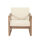 Outdoor Acacia Wood Patio Club Chair with Waterproof Cushions - Natural Finish