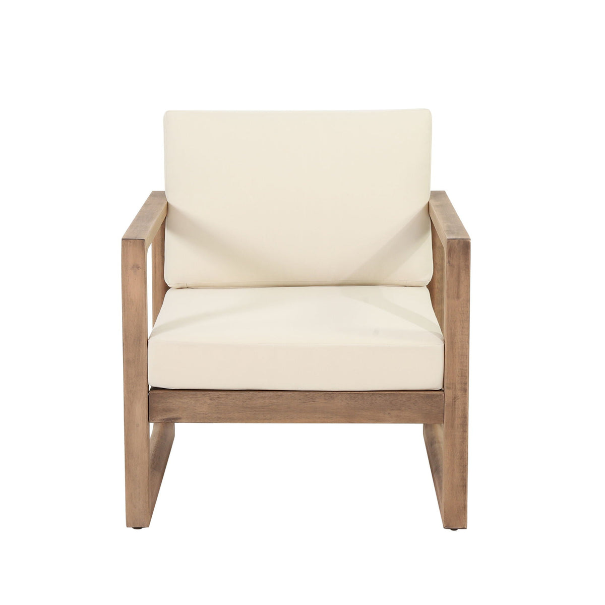 Outdoor Acacia Wood Patio Club Chair with Waterproof Cushions - Natural Finish