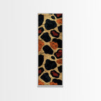 Textured Leopard Print with Red Accents - Framed Canvas Print, Midcentury Modern Wall Art, Skinny Art, Tall Art, Living Room Decor