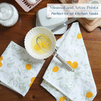 The Fine Living Co. 100% Cotton Kitchen Towels Set of 2 18 x 28 inches Lemon Printed Dish Towels Hand Towels Boho Tea Towels Multifunctional Stylish Absorbent Quick Dry Soft