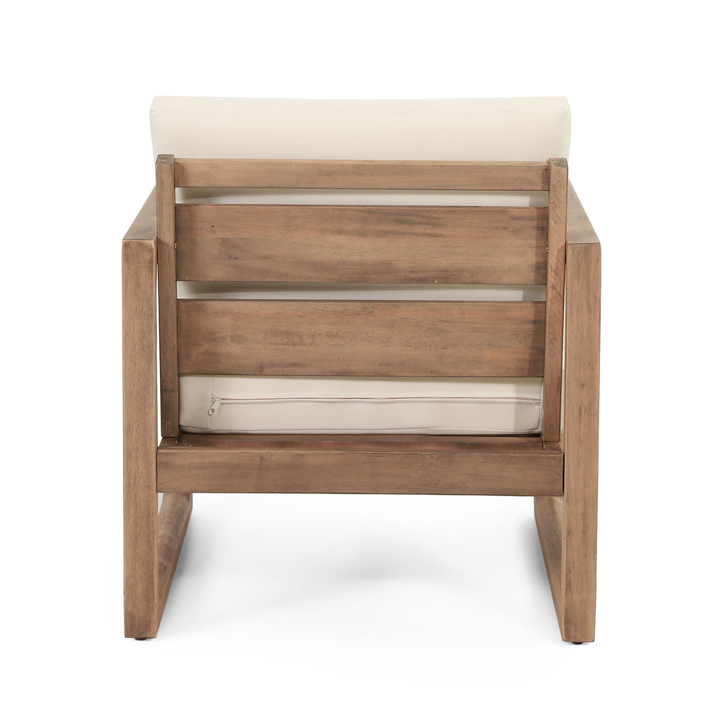 Outdoor Acacia Wood Patio Club Chair with Waterproof Cushions - Natural Finish