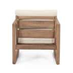 Outdoor Acacia Wood Patio Club Chair with Waterproof Cushions - Natural Finish