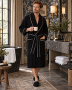 Premium Waffle Piping Robe for Men