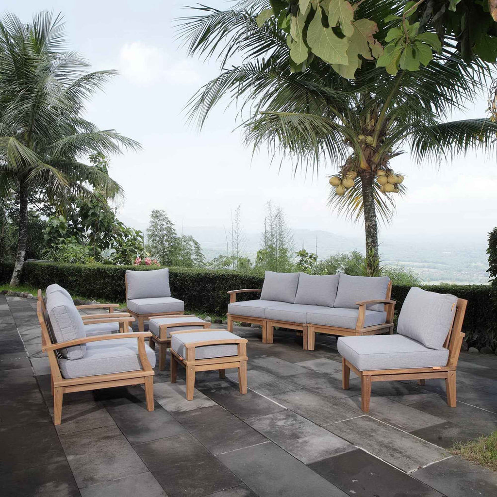 Patio Elegance Outdoor Lounge Set - Marina 9-Piece Teak Collection by Modway