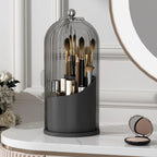 YOOLENS Makeup Brush Holder Organizer with Lid,360 Rotating Clear Dustproof Makeup Brushes Organizer for Vanity Desktop Bathroom