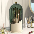 YOOLENS Makeup Brush Holder Organizer with Lid,360 Rotating Clear Dustproof Makeup Brushes Organizer for Vanity Desktop Bathroom