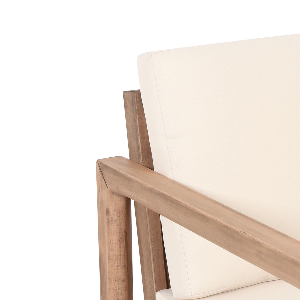 Outdoor Acacia Wood Patio Club Chair with Waterproof Cushions - Natural Finish