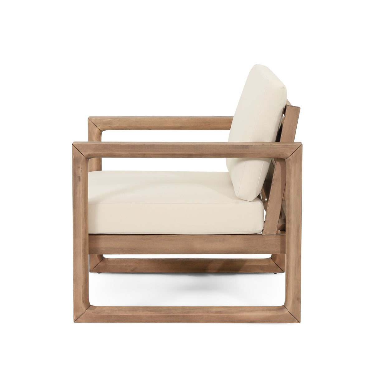 Outdoor Acacia Wood Patio Club Chair with Waterproof Cushions - Natural Finish